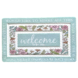 Килимок для передпокою 60х40 см Welcome з квітковим принтом М'ятний HP-47-1M