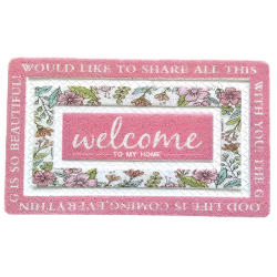 Килимок для передпокою 60х40 см Welcome з квітковим принтом Рожевий HP-47-1P