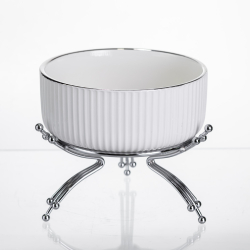 Салатник порцеляновий на металевій підставці Ø16 (см) Срібло LB-1568S