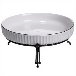 Фруктовниця порцелянова на металевій підставці 22.5 см Чорний LB-1571B