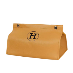 Серветниця з еко шкіри 20×7.5×11.5 см для серветок на кнопках Жовтий HP-3-213Y