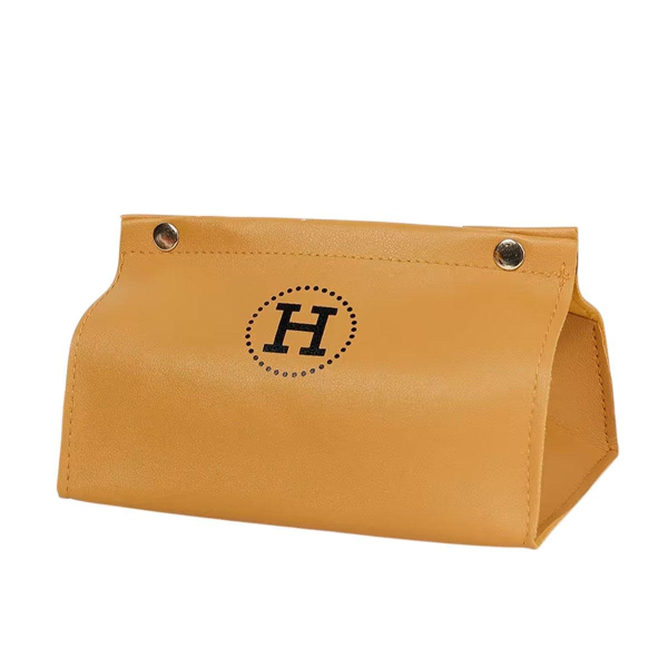 Серветниця з еко шкіри 20×7.5×11.5 см для серветок на кнопках Жовтий HP-3-213Y - фото