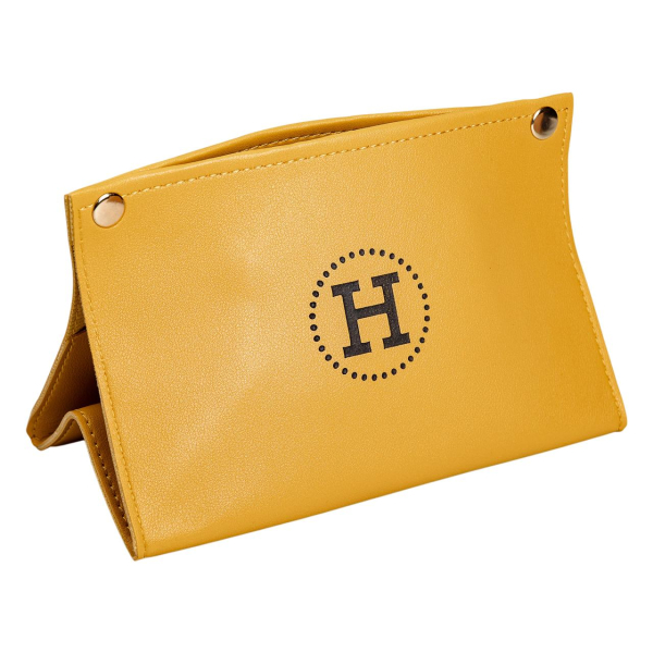 Серветниця з еко шкіри 20×7.5×11.5 см для серветок на кнопках Жовтий HP-3-213Y - фото №2