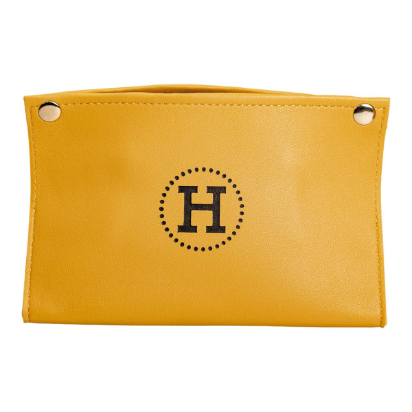 Серветниця з еко шкіри 20×7.5×11.5 см для серветок на кнопках Жовтий HP-3-213Y - фото №3