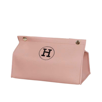 Серветниця з еко шкіри 20х12х12,5 см для серветок на кнопках Рожевий HP-3-213P - фото