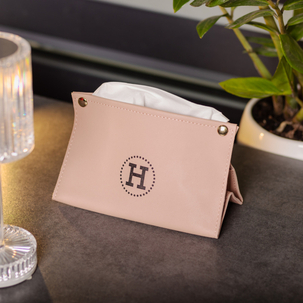 Серветниця з еко шкіри 20х12х12,5 см для серветок на кнопках Рожевий HP-3-213P - фото №5