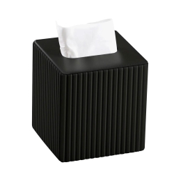 Серветниця з екошкіри квадратна 13х13х14.5 см органайзер для серветок на стіл, Чорний HP-3-201B