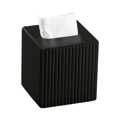 Серветниця з екошкіри квадратна 13х13х14.5 см органайзер для серветок на стіл, Чорний HP-3-201B - фото