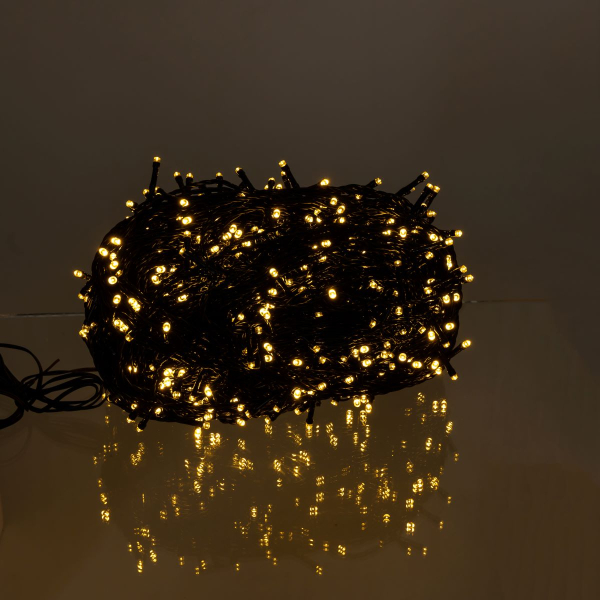 Новорічна гірлянда вулична 100 м 1000 LED із сонячною батареєю 8 режимів роботи чорний провід Жовте світло SB1000L100MBY - фото №4