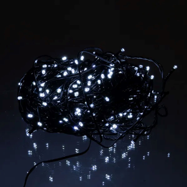 Новорічна гірлянда вулична 30 м 300 LED з сонячною батареєю чорний провід Білий SB300L30MBW - фото №5