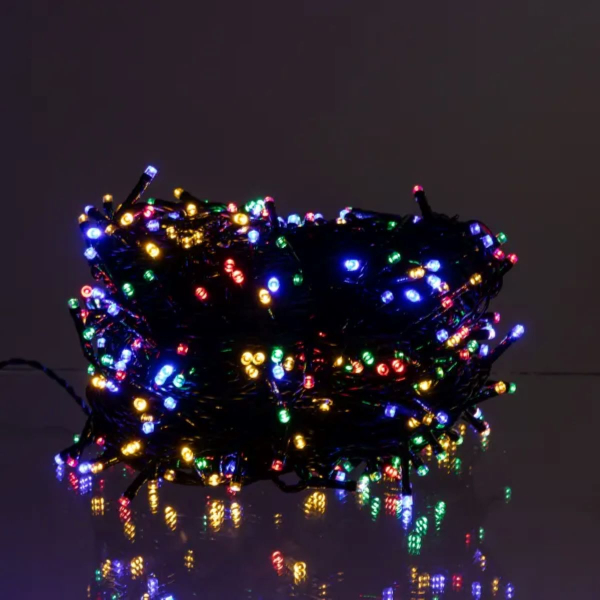 Новорічна гірлянда вулична 50 м 500 LED з сонячною батареєю чорний провід Мультиколір SB500L50MBML - фото №6