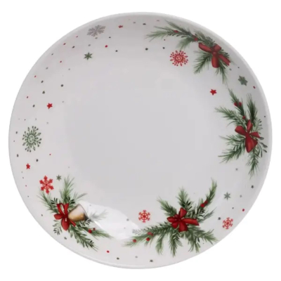 Тарілка новорічна 23 см порцелянова з різдвяним декором SG-32-2 - фото