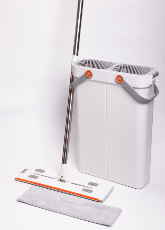 Швабра з відром для миття підлоги з віджимом, плоска насадка з мікрофібри, набір для прибирання дому HP-35015-18 - фото №5