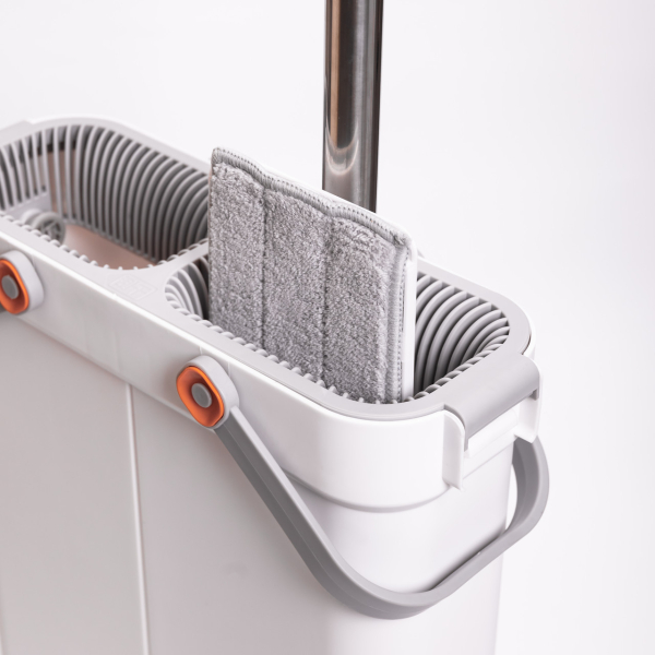 Швабра з відром для миття підлоги з віджимом, плоска насадка з мікрофібри, набір для прибирання дому HP-35015-18 - фото №8