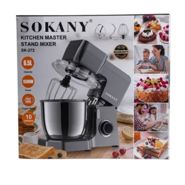 Планетарный миксер Sokany 1500 Вт с чашей 6.5 л 10 режимов скорости профессиональный тестомес кухонный - фото №6