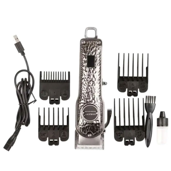 Машинка для стрижки Sokany SK-LF-9976 акумуляторна з 4 насадками та USB срібло - фото №3