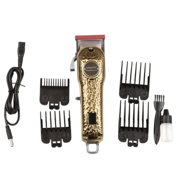 Машинка для стрижки Sokany акумуляторна з 4 насадками та USB золото SK-LF-9976 - фото №8