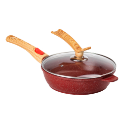 Алюмінієва глибока сковорода (2,4 л) зі скляною кришкою Ø 24 см Червоний MGC HP-4-463R