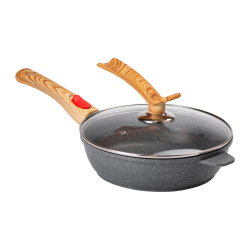 Алюмінієва глибока сковорода (2,4 л) зі скляною кришкою Ø 24 см сіра MGC HP-4-463G