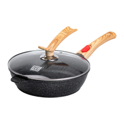 Алюмінієва глибока сковорода (2,8 л) зі скляною кришкою Ø 26 см Чорний MGC HP-4-464B