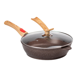 Сковорода алюмінієва 3.5 літра глибока зі скляною кришкою Ø 28 см кавова MGC HP-4-465CO