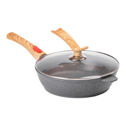 Алюмінієва глибока сковорода (3,5 л) зі скляною кришкою Ø28 см сіра MGC HP-4-465G