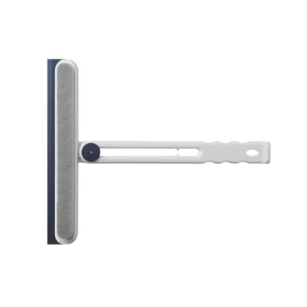 Скребок для миття скла складний з абразивною губкою та гумовим лезом для вікон дзеркал душу Блакитний HP-35015-27BL - фото