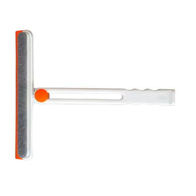 Скребок для миття скла складний з абразивною губкою та гумовим лезом для вікон дзеркал душу Помаранчевий HP-35015-27O - фото