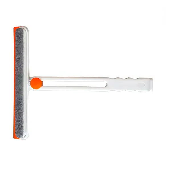 Скребок для миття скла складний з абразивною губкою та гумовим лезом для вікон дзеркал душу Помаранчевий HP-35015-27O - фото