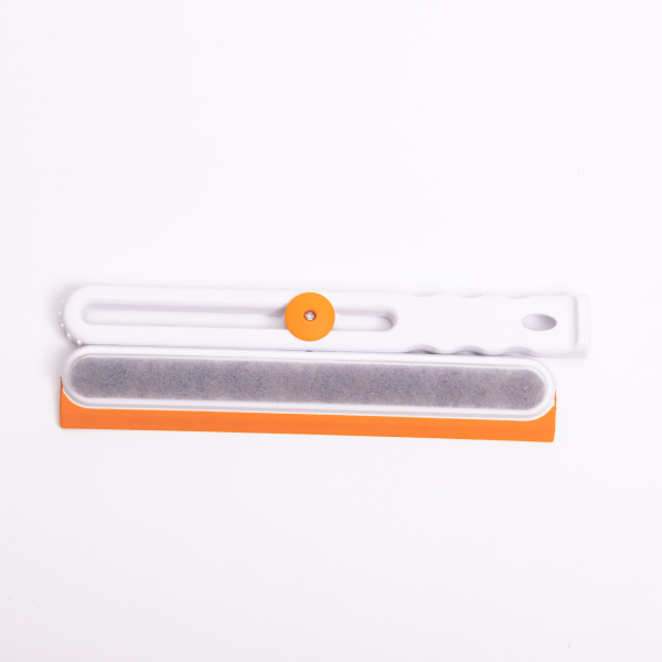 Скребок для миття скла складний з абразивною губкою та гумовим лезом для вікон дзеркал душу Помаранчевий HP-35015-27O - фото №2