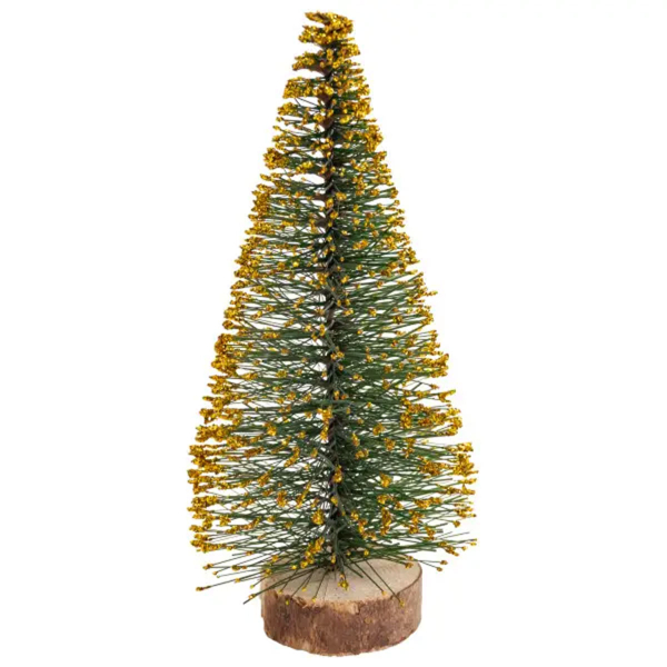 Новорічна настільна ялинка золота Стріла 25 см на дерев'яній підставці SOK-М-12-4 - фото №6