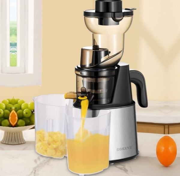 Соковижималка морожениця шнекова електрична Sokany 800 Вт із чашами прес для віджимання соку овочів фруктів SK-01010 - фото №4