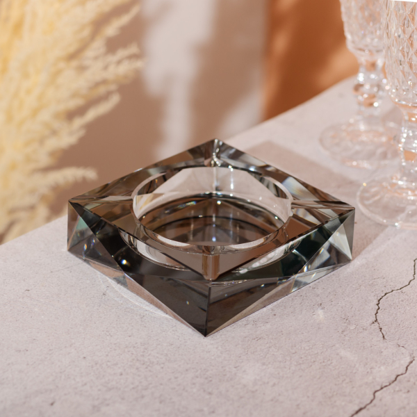 Скляна попільничка для сигарет 13х13х4 см попільничка квадратна настільна Сіра HP-4-131 - фото №4