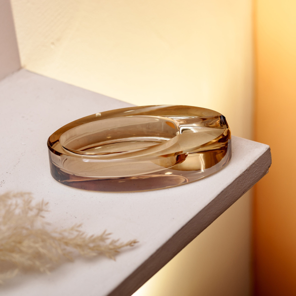 Скляна попільничка для сигарет 13х7.5х2.5 см попільничка декоративна настільна Золотиста HP-4-134 - фото №4