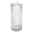 Декоративна скляна ваза для квітів, 10 x 10 x 24,5 см з золотою окантовкою HP-1712 - фото №2