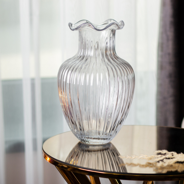 Скляна ваза, декоративна фігурка 24,5 см, прозора HP-1701 - фото №3