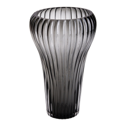 Скляна ваза для квітів, декоративна фігурна, сіра, 27 см HP-1719