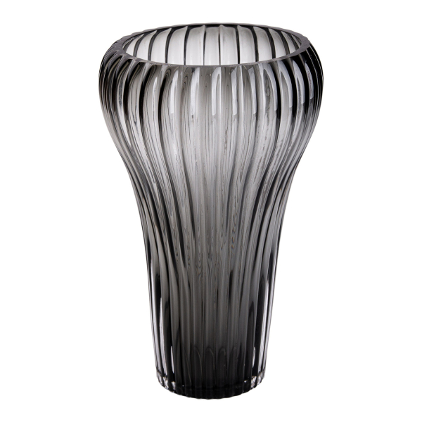 Скляна ваза для квітів, декоративна фігурна, сіра, 27 см HP-1719 - фото