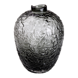 Ваза для квітів зі скла, декоративна кругла, 30 см, сіра HP-1731