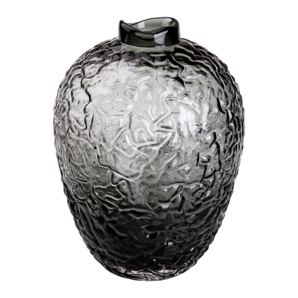 Ваза для квітів зі скла, декоративна кругла, 30 см, сіра HP-1731 - фото