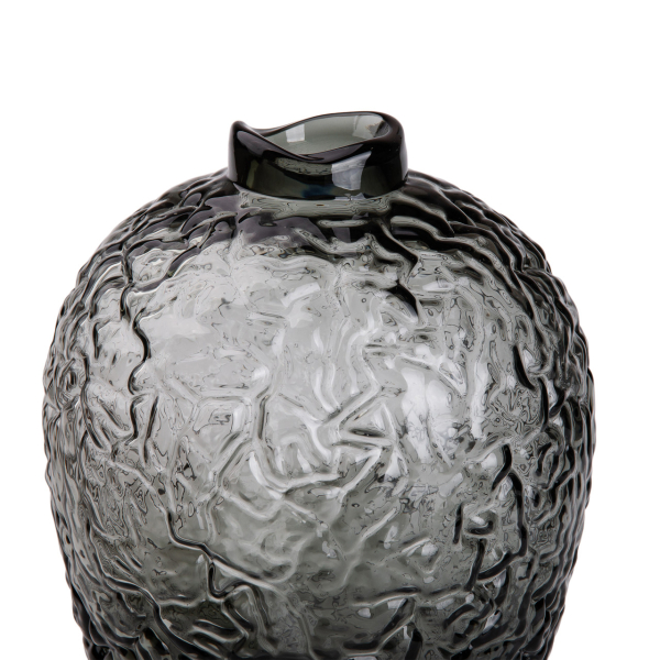 Ваза для квітів зі скла, декоративна кругла, 30 см, сіра HP-1731 - фото №2