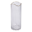 Декоративна ваза із прозорого скла із золотим обідком 29,5 см HP-1716 - фото №2