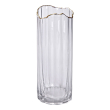 Декоративна ваза із прозорого скла із золотим обідком 29,5 см HP-1716 - фото №3