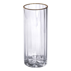Декоративна ваза для квітів із прозорого скла із золотою окантовкою 25 см HP-1707