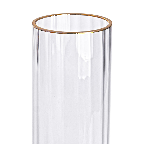 Декоративна ваза для квітів із прозорого скла із золотою окантовкою 25 см HP-1707 - фото №2