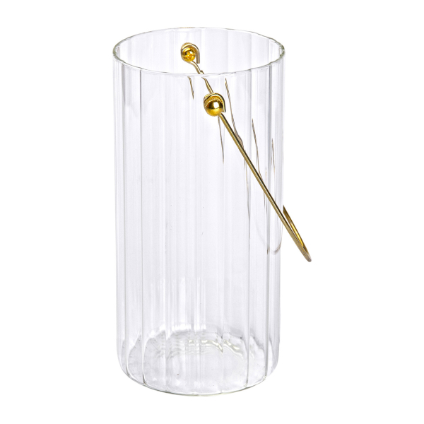 Декоративна скляна ваза для квітів із ручкою 19,5 см. - фото