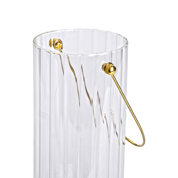 Декоративна скляна ваза для квітів із ручкою 19,5 см. - фото №3