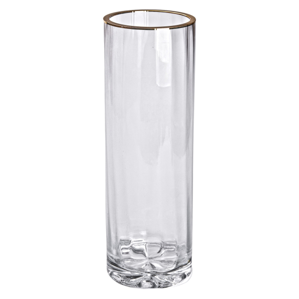 Декоративна скляна ваза для квітів із золотою окантовкою 29,5 см. - фото