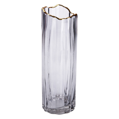 Скляна ваза для квітів, декоративна сіра, 29 см HP-1713 - фото