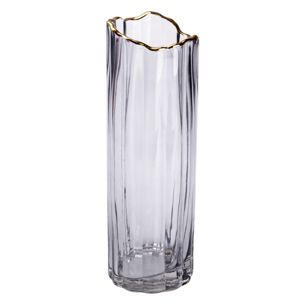 Скляна ваза для квітів, декоративна сіра, 29 см HP-1713 - фото